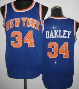 NBA New York Knicks 34 Charles Oakley Authentic Blue Jerseys